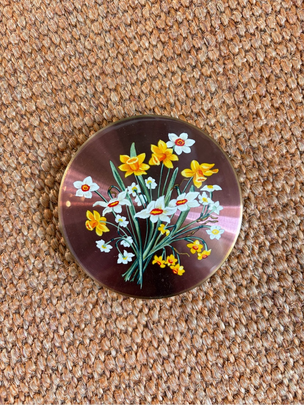 Vintage Stratton Floral Daffodil Make-up Compact